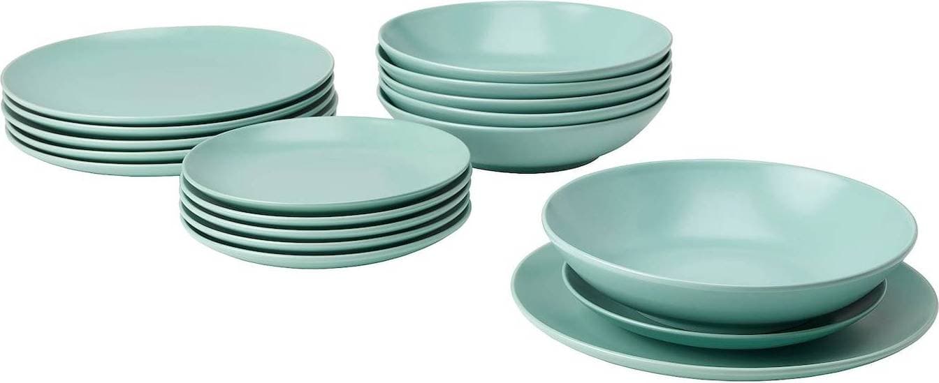 IKEA Färgklar Light Turquoise Tallriksset 18st