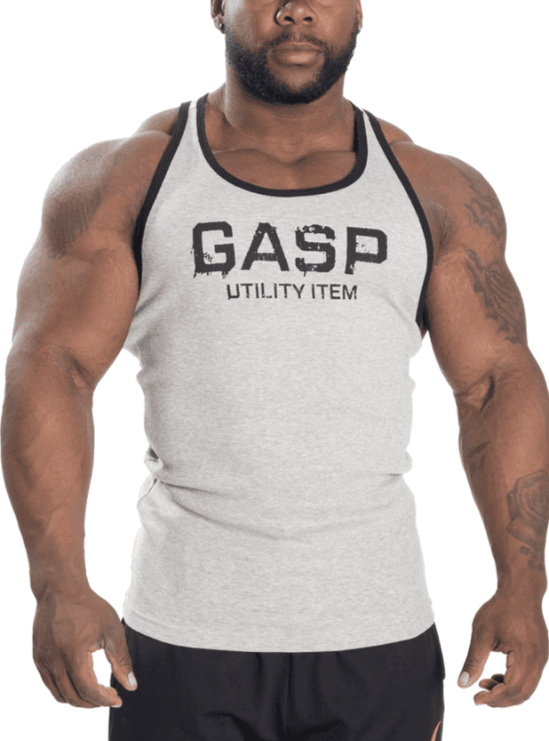 Gasp Ribbed T-Back - Grey Melange