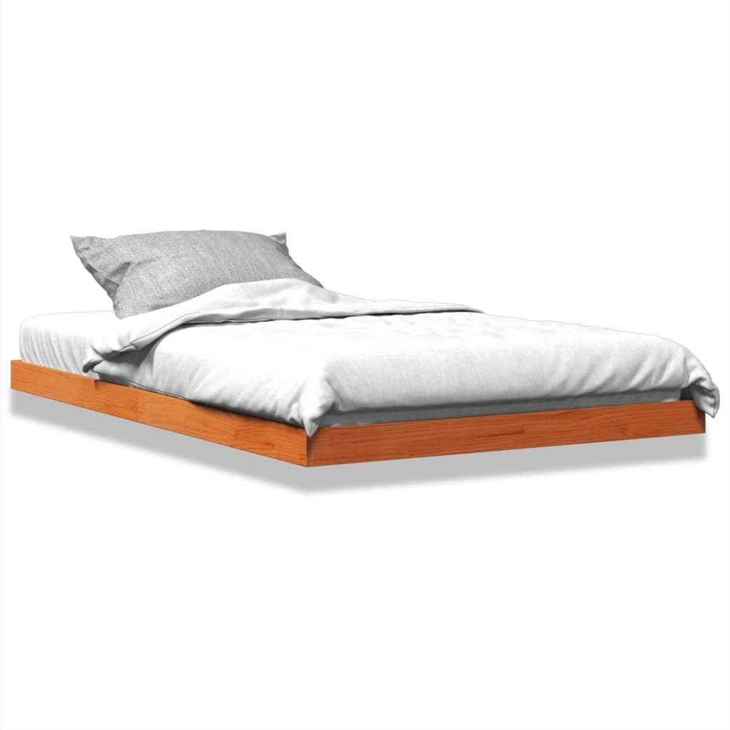 vidaXL vaxad brun 120x190 massiv furu Sängram