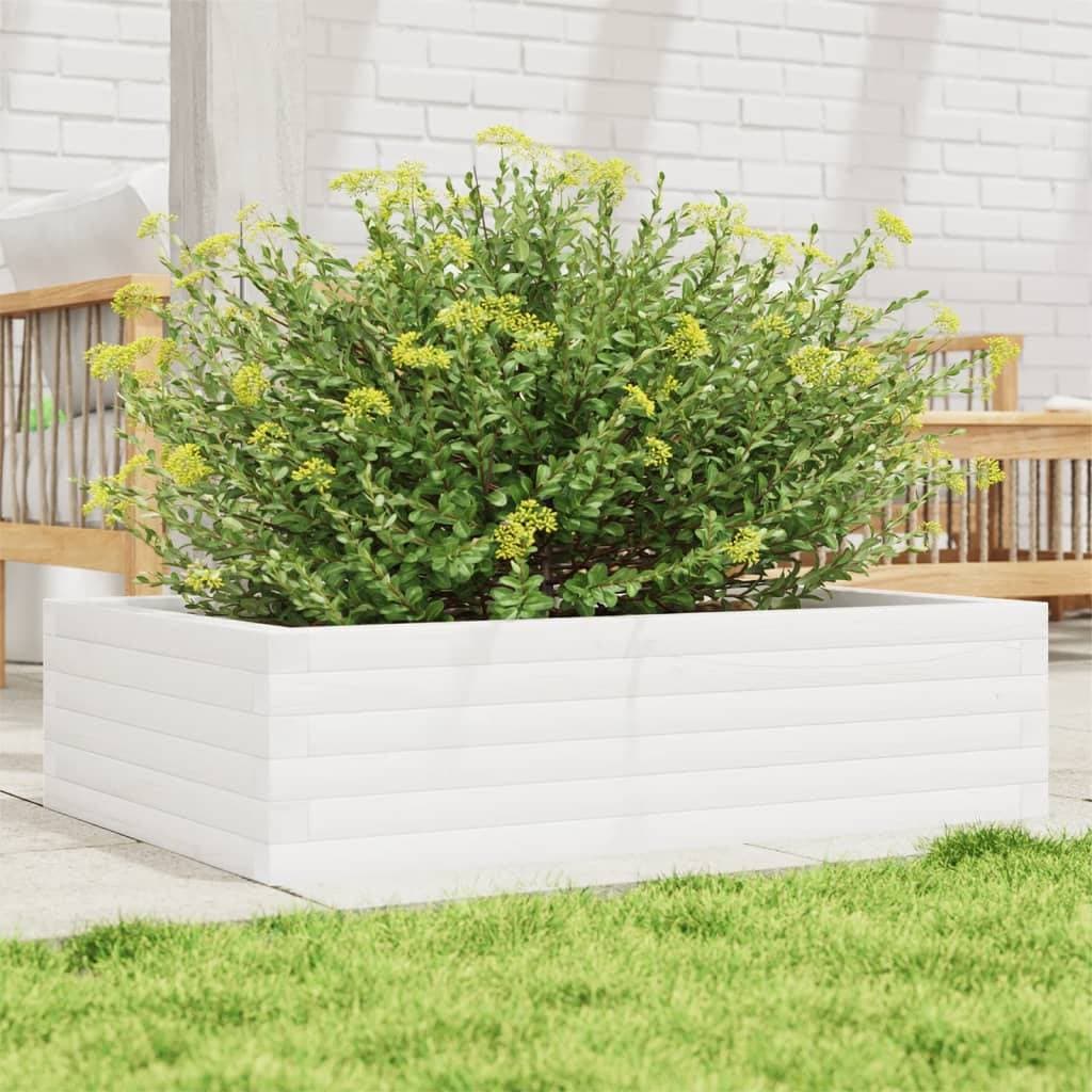 vidaXL Odlingslåda 90x60x23 vit massiv furu
