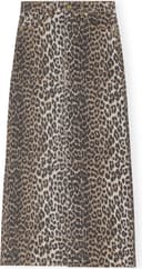 Ganni Denim Maxi Slit Skirt - Leopard