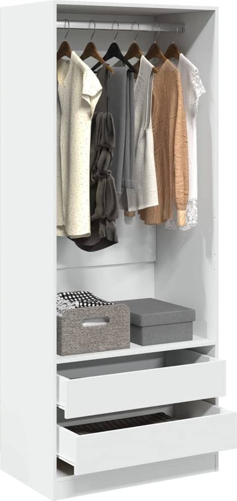 vidaXL Vit 80 x 50 x 200 cm Konstruerat Trä Garderob