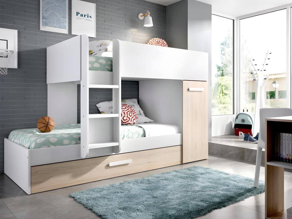 Vente-unique Våningssäng 3 x 90 x 190 cm Vit Natur