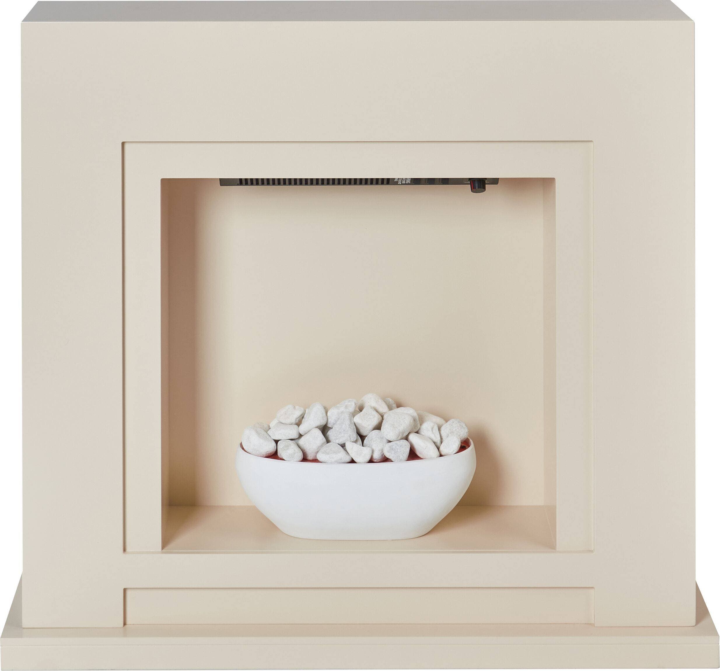 Beliani Elektrisk Eldstad Sahara Elkaminer Vit Beige