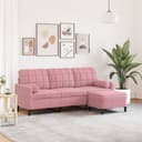 vidaXL Med Fotpall Rosa 180 Cm Soffa 3-sits