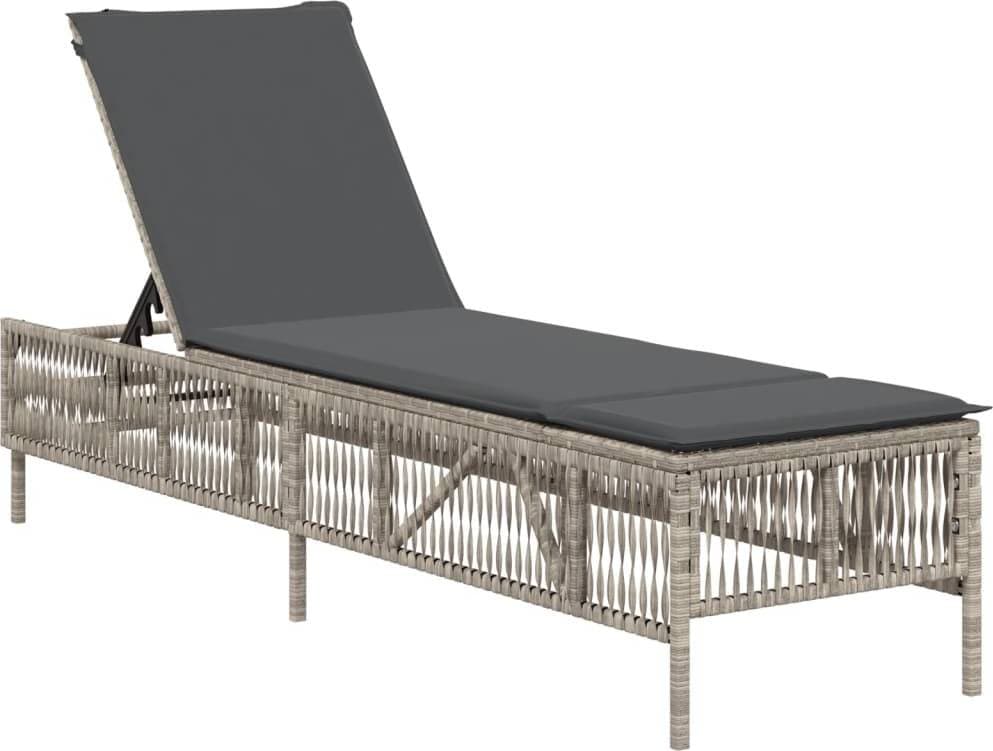 vidaXL Solsäng Med Dyna Ljusgrå