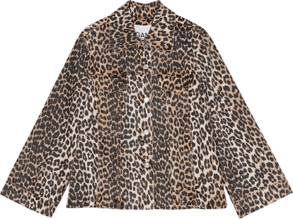 Ganni Printed Denim Jacket - Leopard