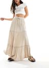 Vila Vimesa High Waist Long Skirt - Beige