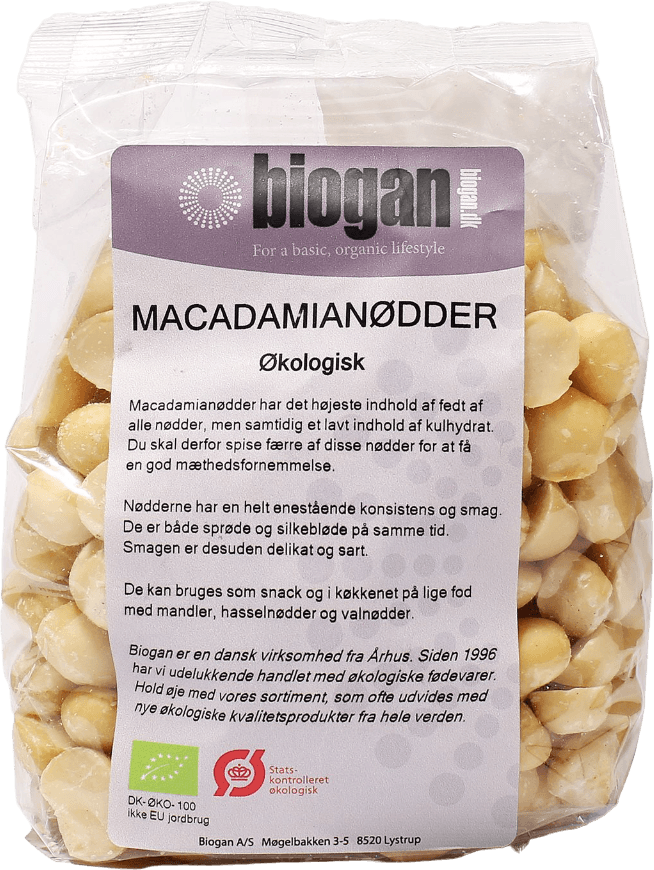 Biogan Macadamia Nuts Raw Organic 400g 1pack