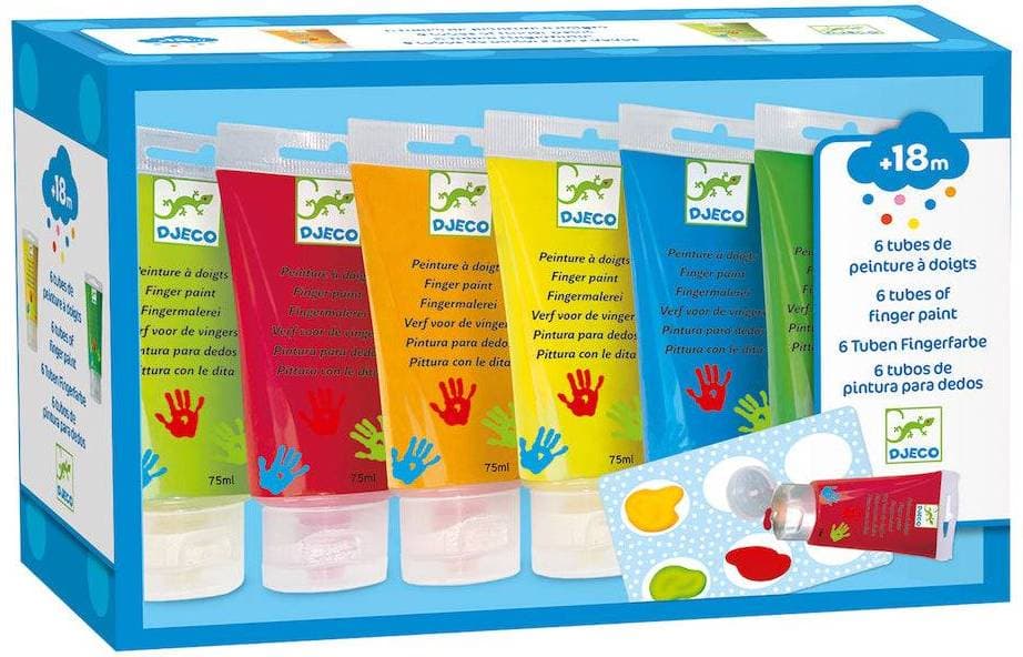 Djeco Finger Paint Tubes Assorted 6x75ml