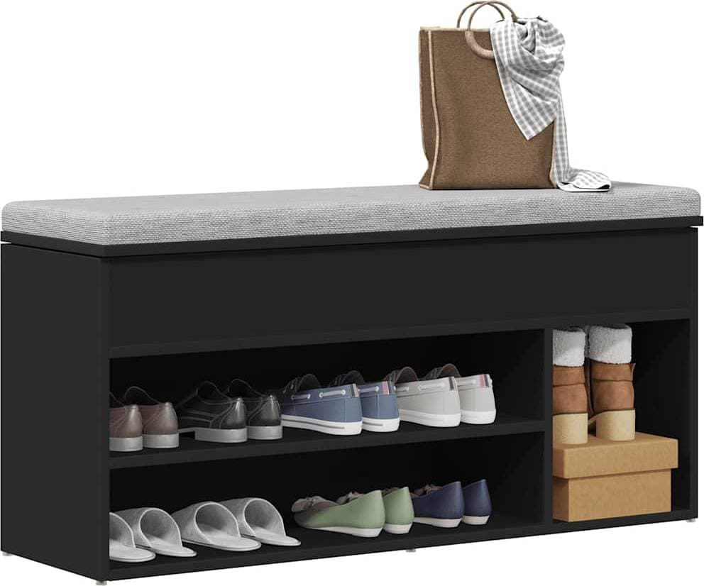 vidaXL Skobänk Svart 102 x 30,5 x 45 cm Skoställ