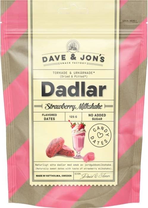 Dave & Jon's Dadlar Strawberry Milkshake 125g 1pack