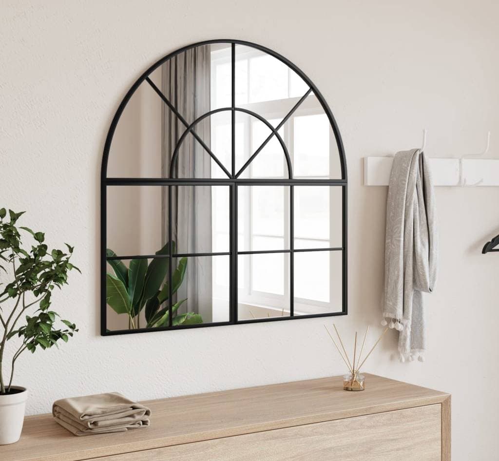 vidaXL Svart 80x80 cm Bågformad Järn Väggspegel