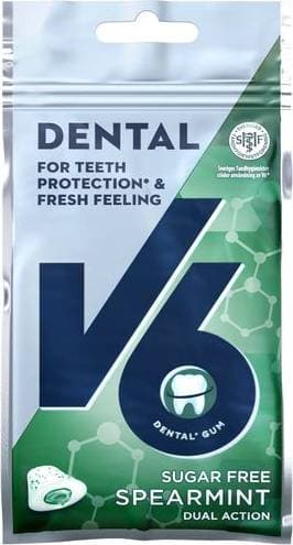 V6 Dental Dual Action Spearmint Tuggummi 30 g 30g