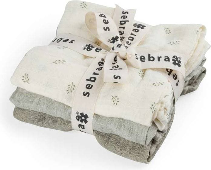 Sebra Muslin Babyfilt 3-Pack Mist Green