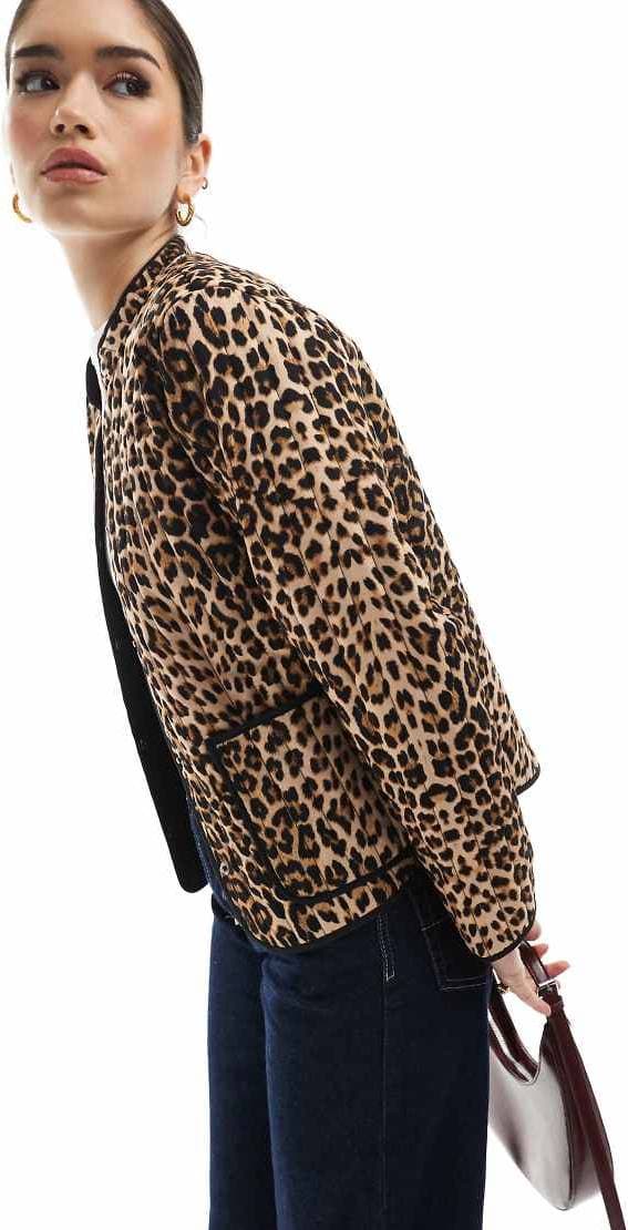 Vero Moda Leopardmönstrad Quiltad Jacka Flera