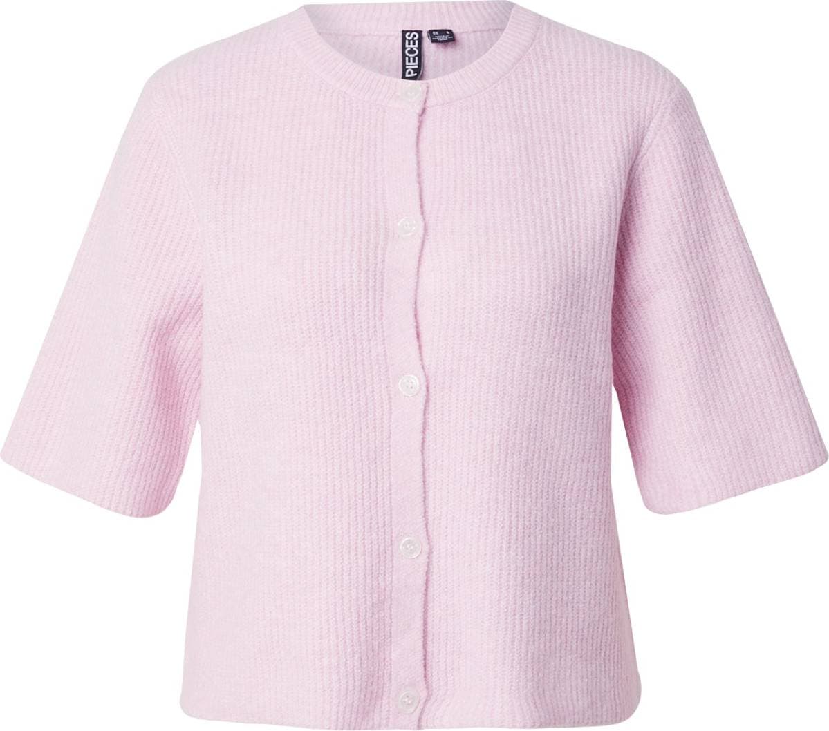 Pieces Kofta Kortärmad Stickad - Rosa
