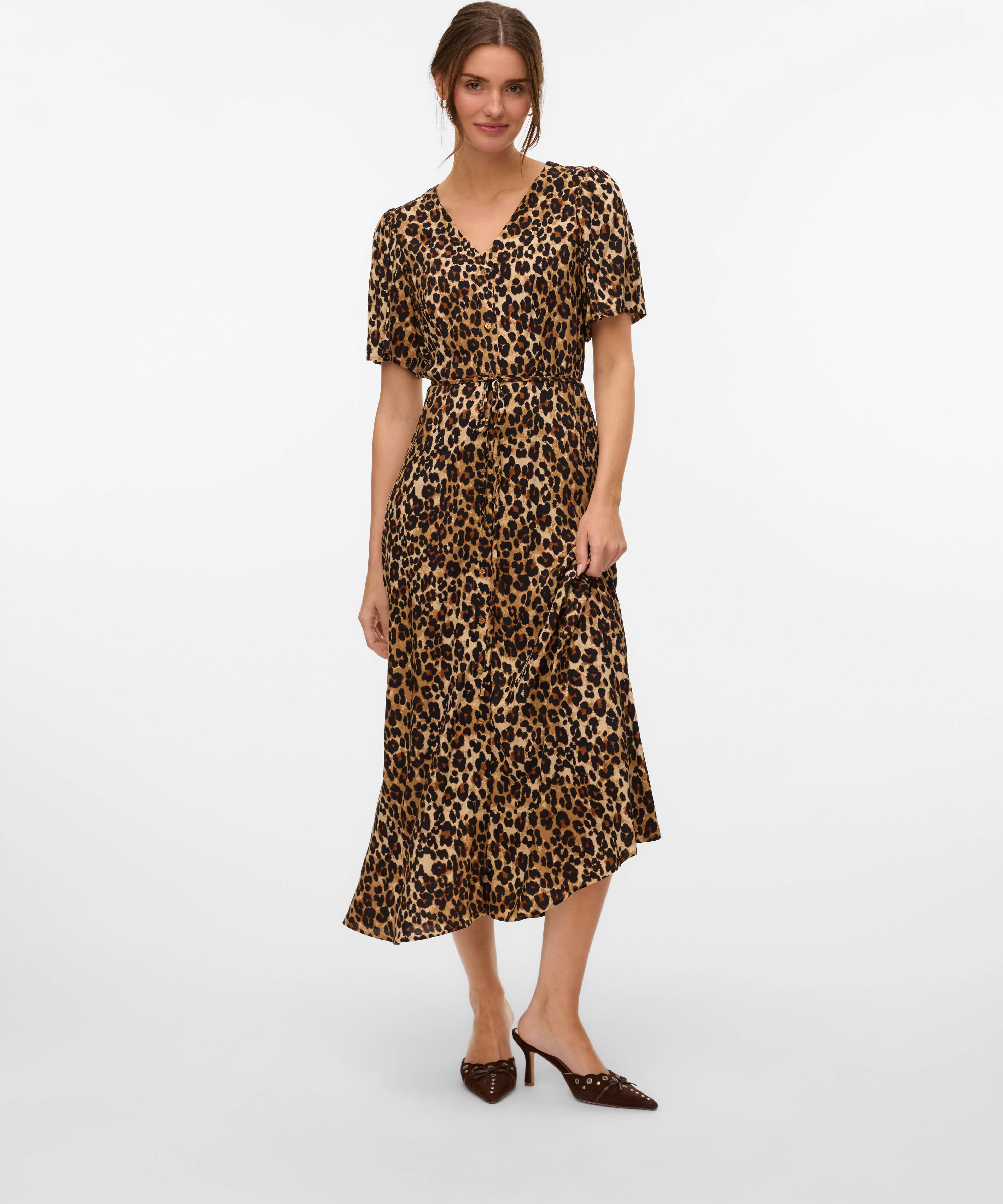 Vero Moda Vmalba Ss Calf Dress - Tigers Eye
