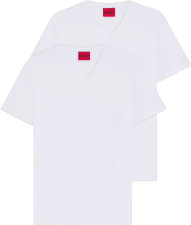 HUGO BOSS V Neck Jersey T-shirt 2-pack - White