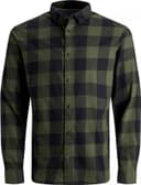 Jack & Jones Men's Gingham Twill Shirt - Olive Green