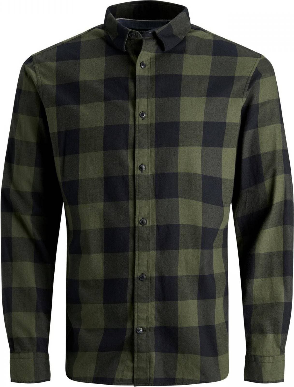 Jack & Jones Men's Gingham Twill Shirt - Olive Green