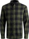 Jack & Jones Men's Gingham Twill Shirt - Olive Green