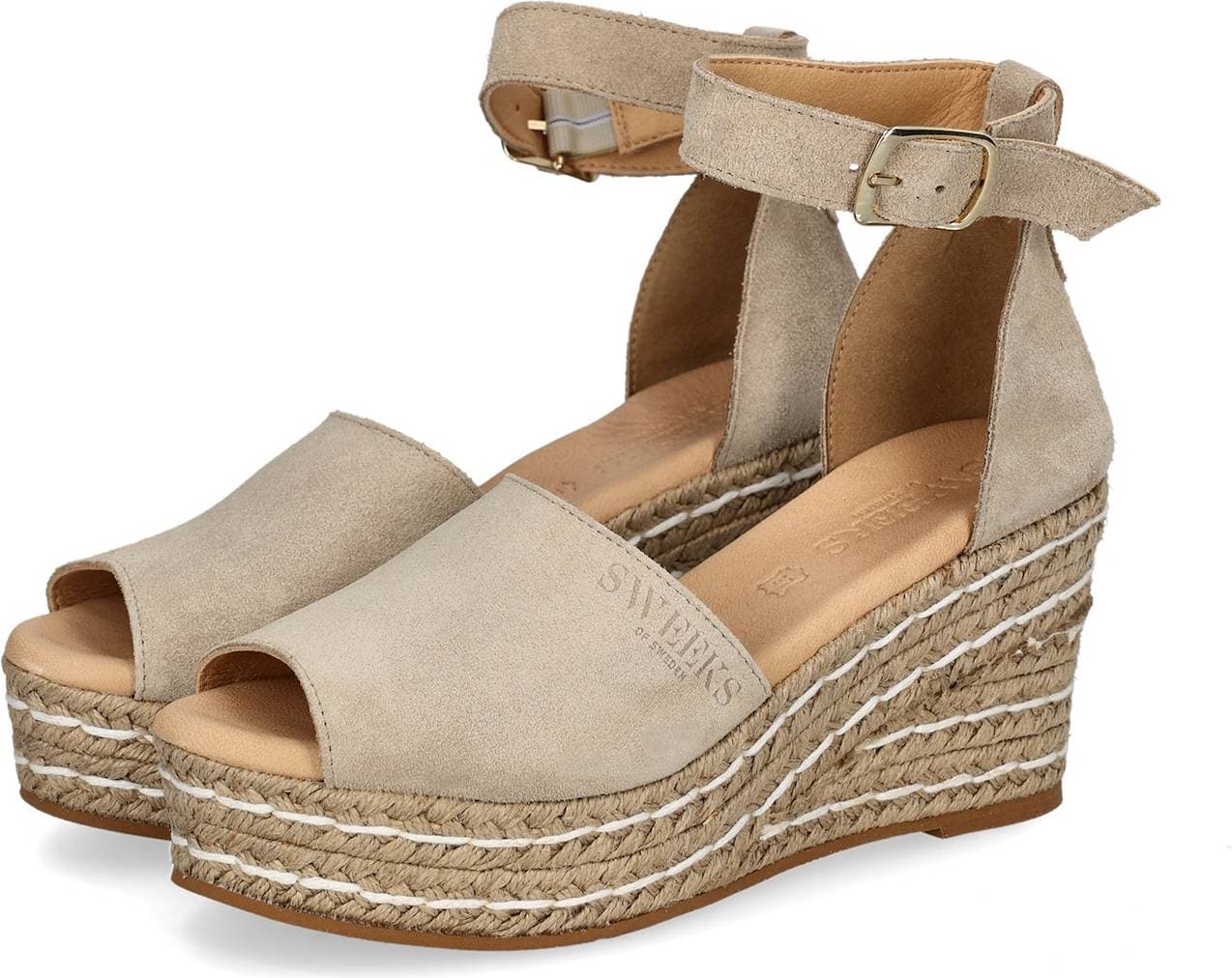 Sweeks Lova Kilklackade Sandaletter Mocka - Beige