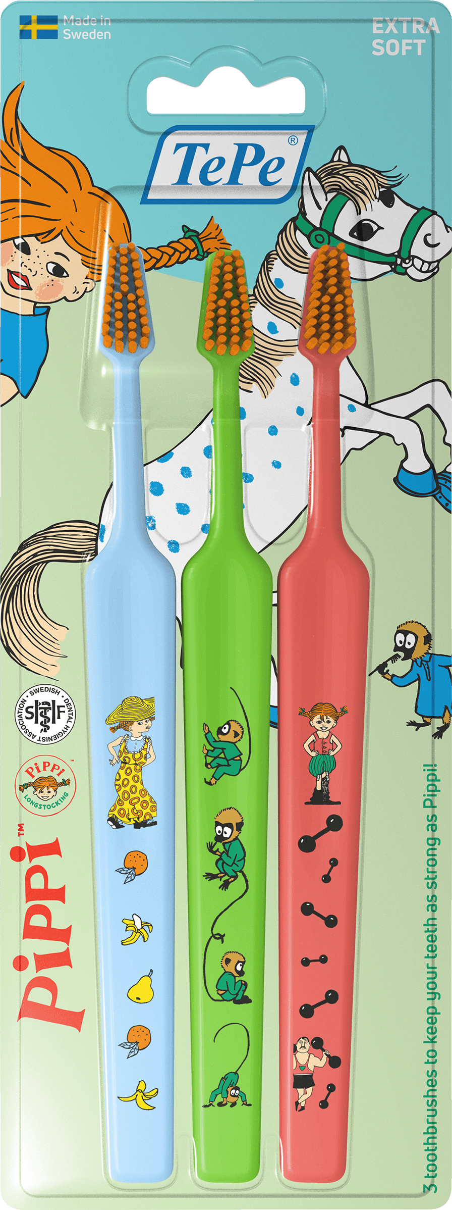 TePe Kids Pippi Extra Soft Tandborste 3-Pack