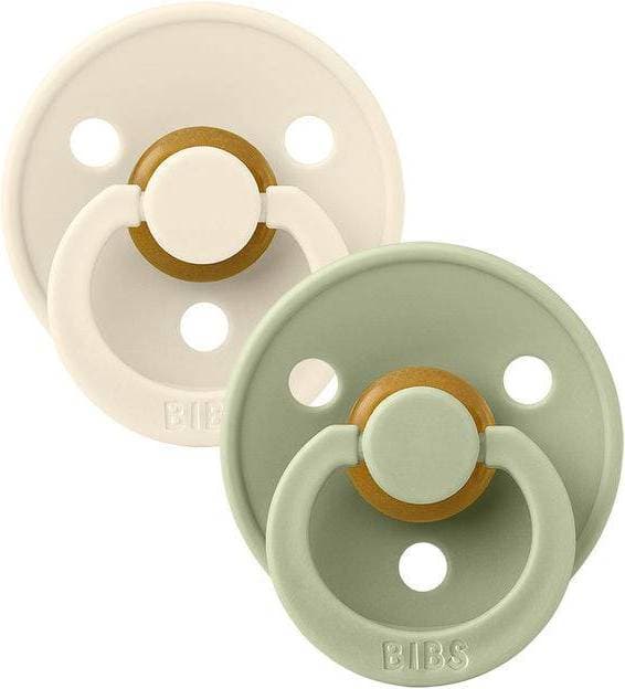 Bibs Colour Rund Napp Latex Str 1 2-pak Ivory/Sage