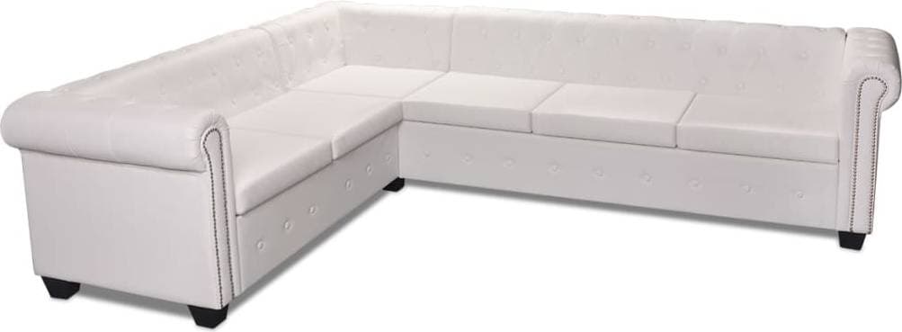 vidaXL Chesterfield White Soffa 260cm 6-sits
