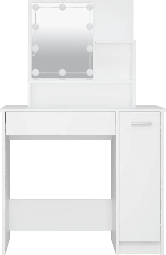 vidaXL med LED Vit 86.5x35x136 cm Sminkbord 35x86.5cm