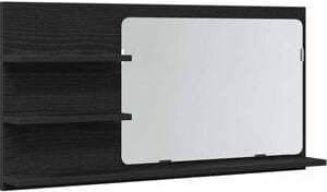 vidaXL Badrumsspegelskåp Svart Ek 90x11x45 cm