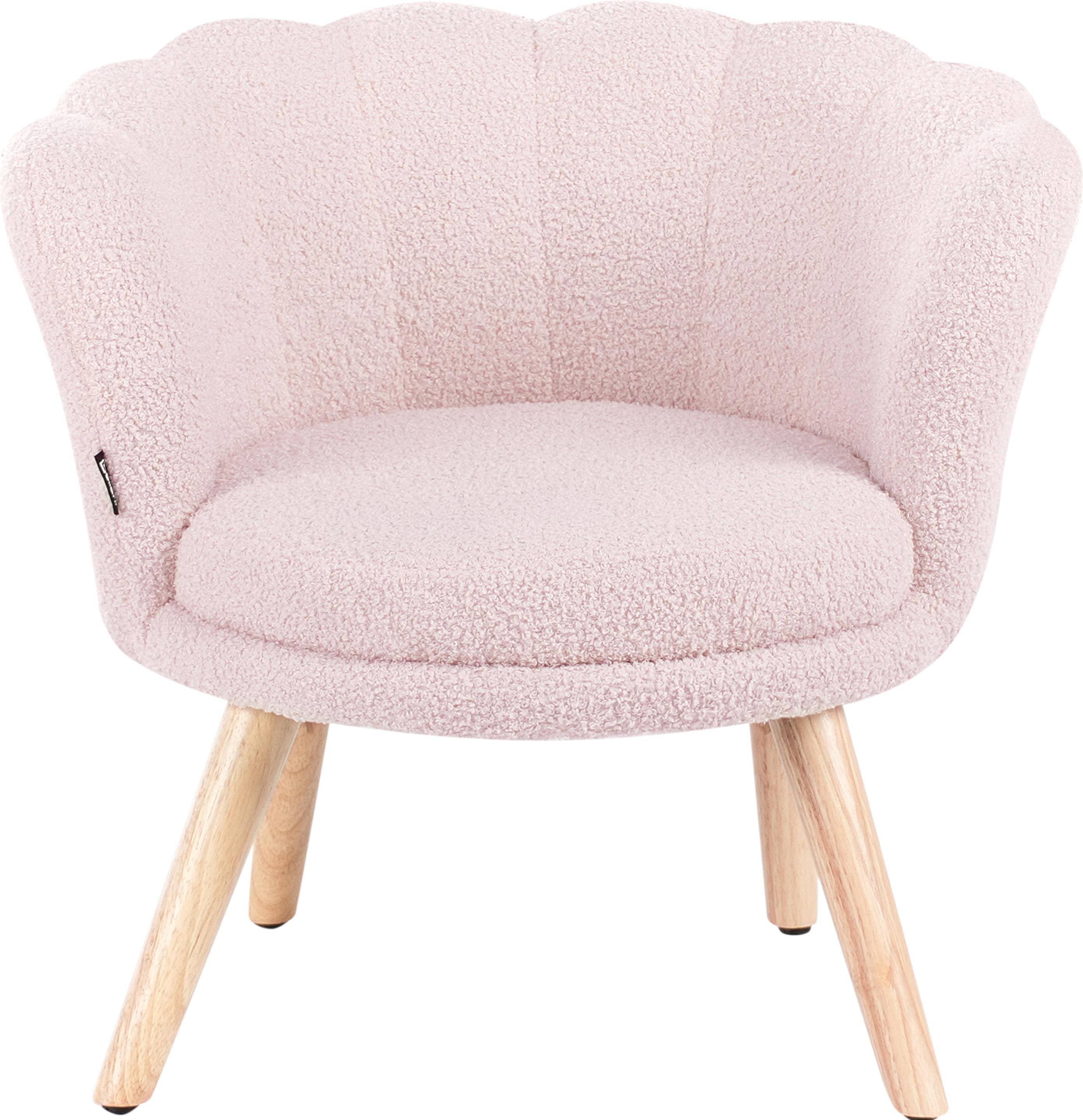 Beliani Fåtölj Halby Rosa Ljust Trä