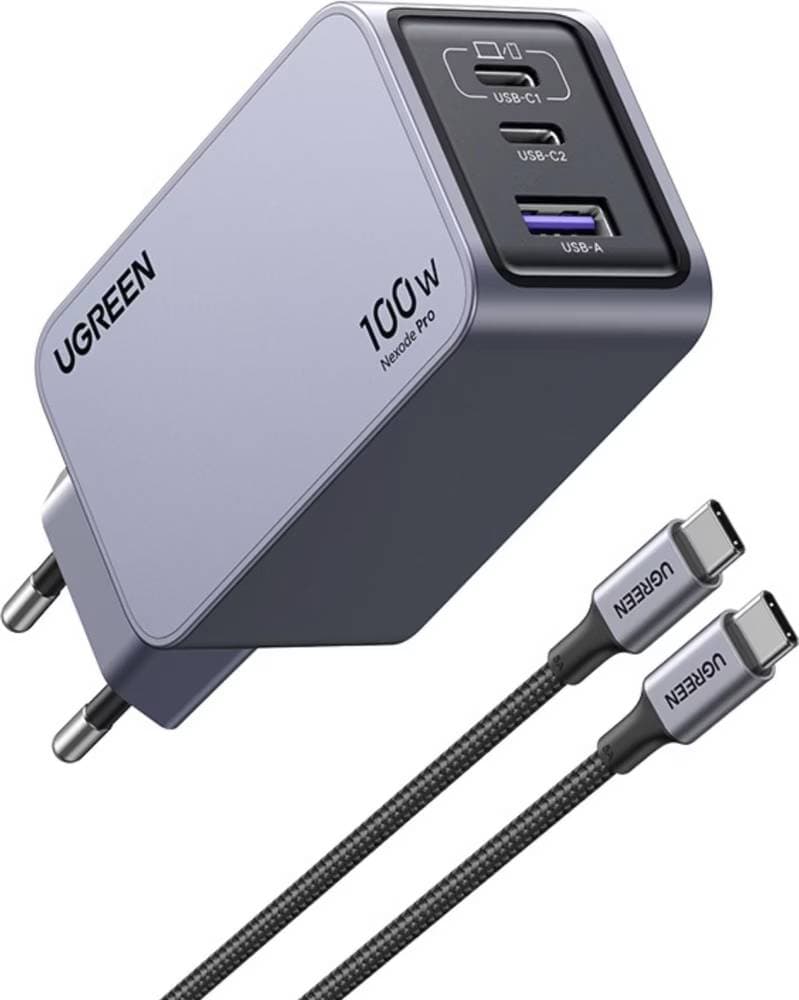 UGREEN Nexode Pro 100W 3-Port GaN Väggladdare