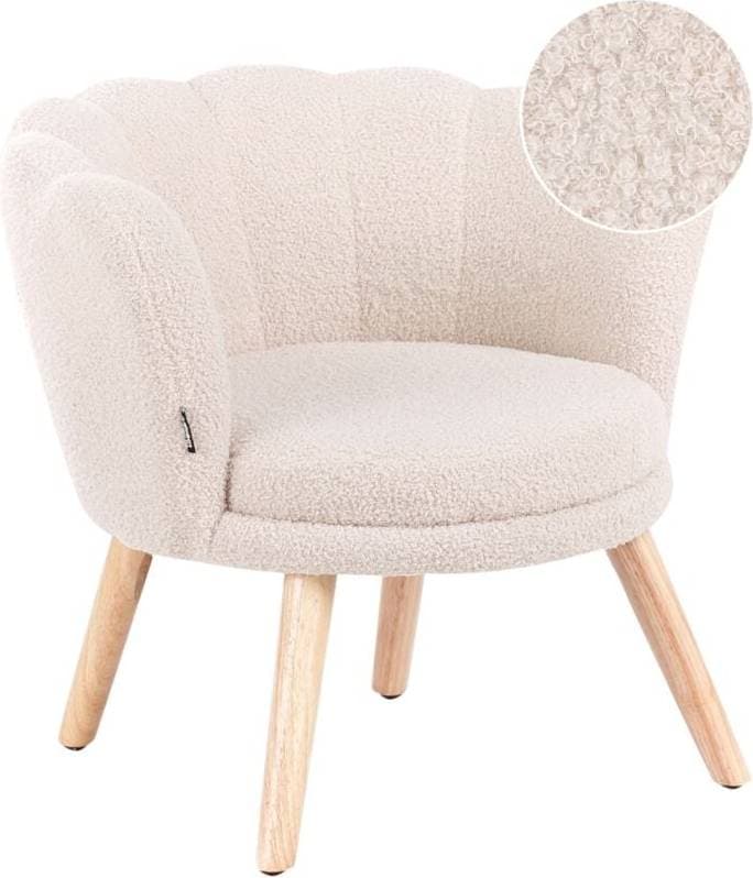Beliani Fåtölj Halby Beige Ljust Trä