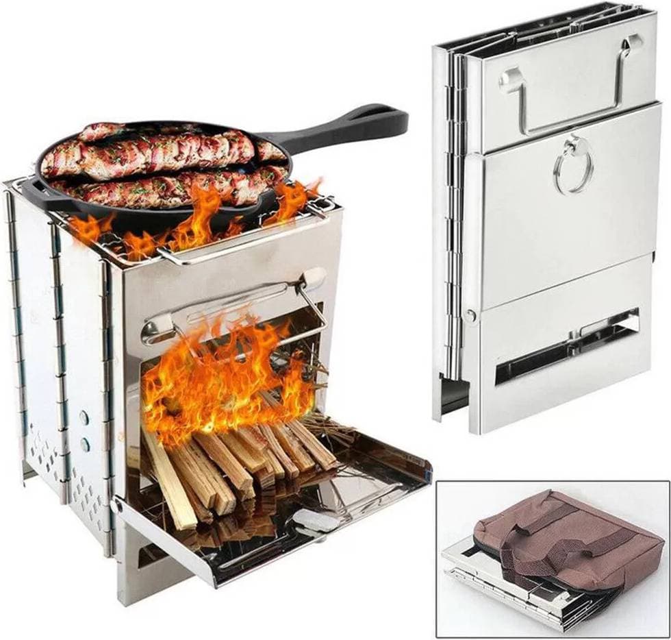 INF Hopfällbar Lägereldgrill Rostfritt Stål