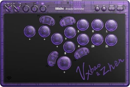 8Bitdo Transparent Purple Wireless Arcade Controller