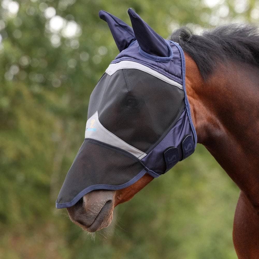 Shires Flughuva Fine Mesh Ears Nose - Marinblå