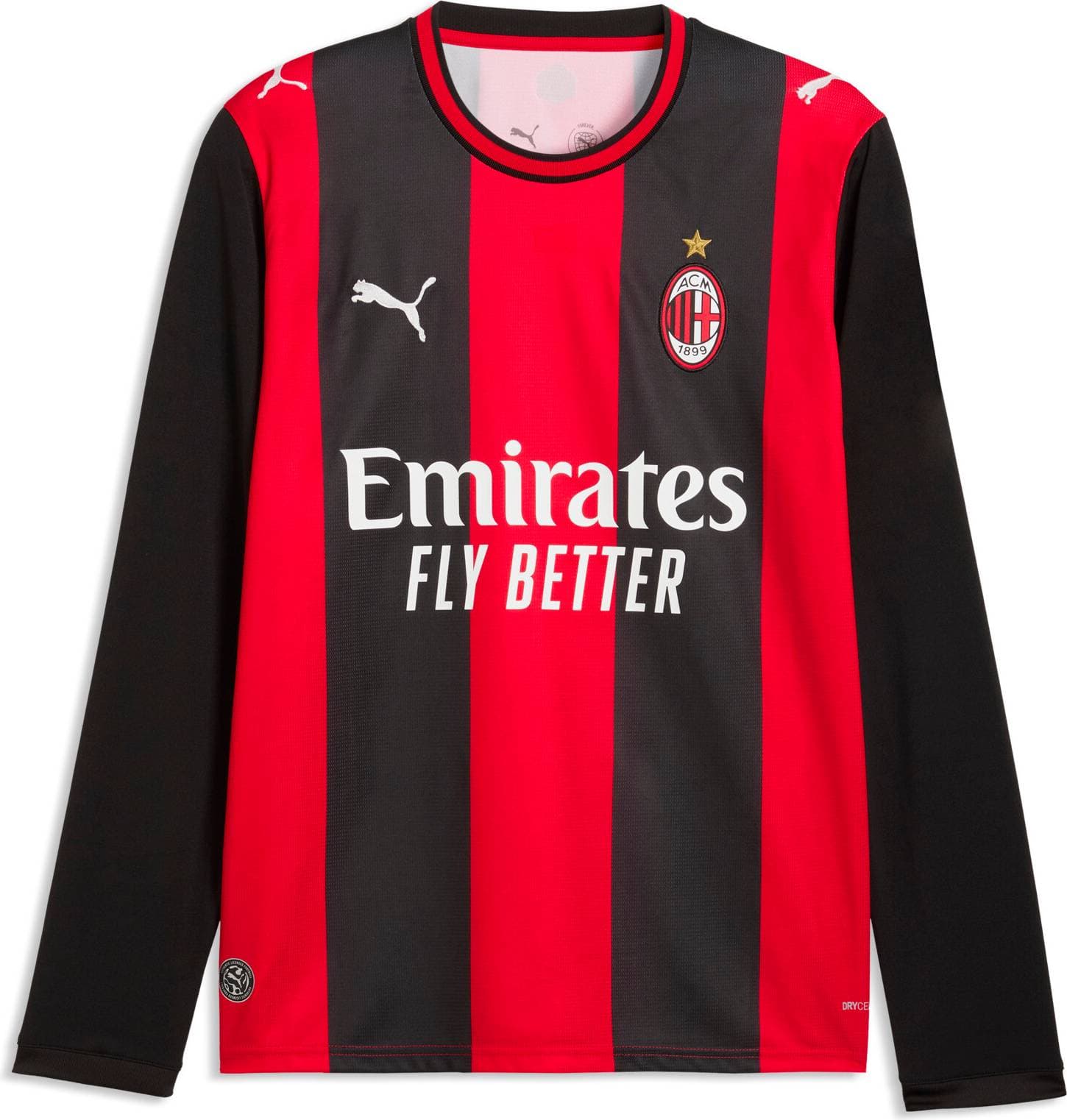 Puma AC Milan Long Sleeve Home Jersey - Black/Red
