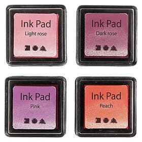 Creativ Company Stämpeldyna 3,5x3,5 cm 4-pack Stämpeldyna, persika, rosa, ljusrosa, mörkrosa, H: 2 cm, stl 285341
