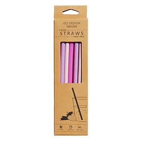 KG Design Sugrör Pink Mix Silikon 6 st +Rengöringsborste