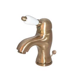 Classic LH Tvättställsblandare med Bottenventil antik mässing/vitt handtag inkl. bottenventil LHRTV605PB63