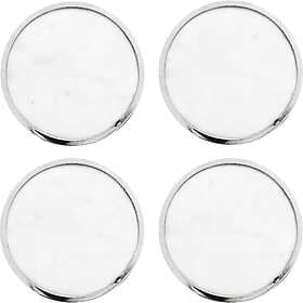 Hilke Collection Glasunderlägg Marmor 4-pack, Vit / Förnicklad Mässing