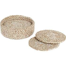 Dixie Ella Glasunderlägg 10,5 cm 6-pack, Beige Jute