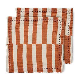 HKliving Striped bomulsservett 30x30 cm 2-pack Tangerine