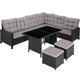 TecTake Rattan garden corner set Barletta 8 seats, 1 table black/grey