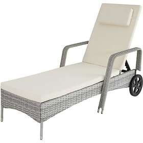 TecTake Sun lounger Cassis rattan aluminium light grey
