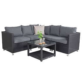 Venture Design Loungegrupp Vamos Utomhus modulsoffa 3+2+1 Svart / Grå dyna 9411-001
