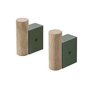 Muuto Attach klädhängare 2-pack Oak-Dark green