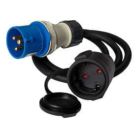 Deltaco DEL-124 CEE plug 1-fas 16A - Schuko 7/3 Socket Laddkabel Adapter 1m